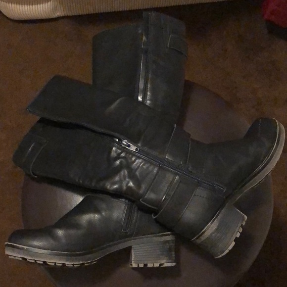 Kohls Shoes Womens Black Leather Riding Boot Mid Calf Poshmark